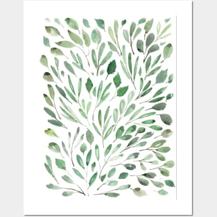 Leaf Pattern Watercolor Illustration Posters and Art